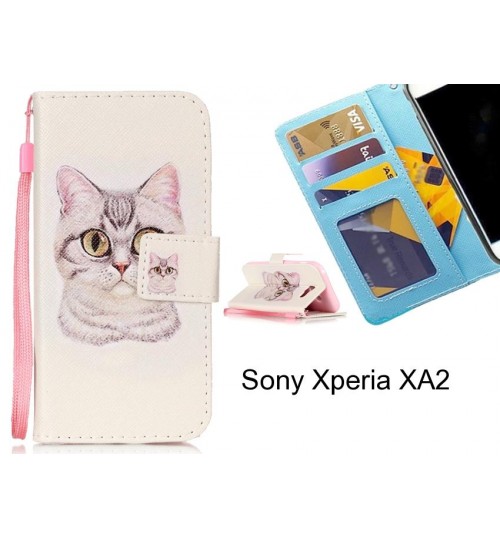 Sony Xperia XA2 case 3 card leather wallet case printed ID