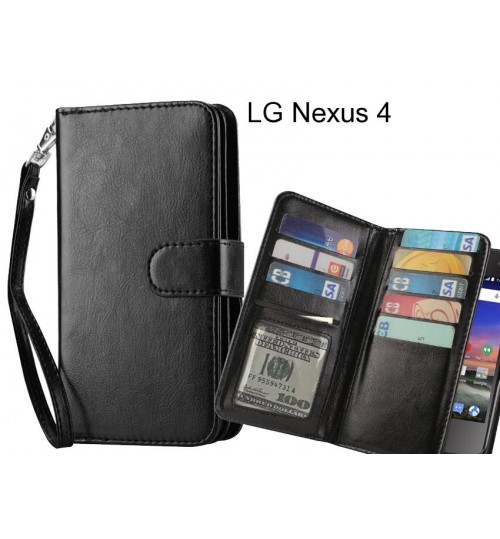 LG Nexus 4 case Double Wallet leather case 9 Card Slots