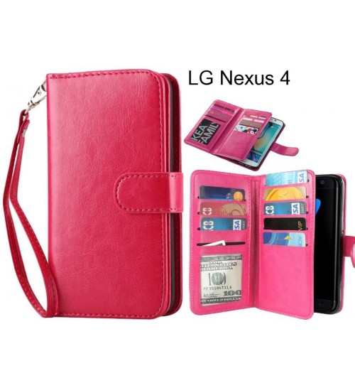 LG Nexus 4 case Double Wallet leather case 9 Card Slots