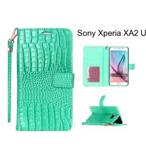 Sony Xperia Xa2 Ultra Case Croco Wallet Leather Case - Green