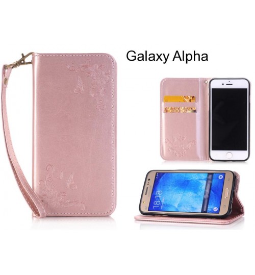 Galaxy Alpha CASE Premium Leather Embossing wallet Folio case