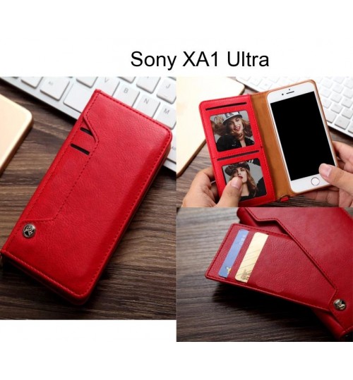 Sony Xa1 Ultra Case Slim Leather Wallet Case 6 Cards 2 Id Magnet - Red