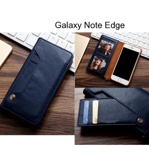 Galaxy Note Edge Case Slim Leather Wallet Case 6 Cards 2 Id Magnet - Blue