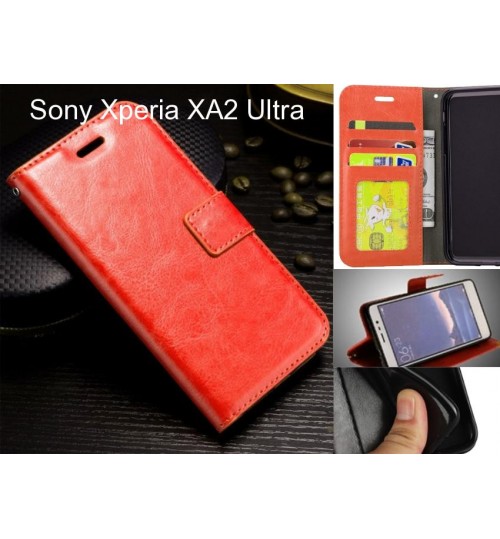 Sony Xperia Xa2 Ultra Case Fine Leather Wallet Case - Red