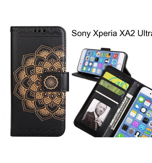 Sony Xperia XA2 Ultra Case mandala embossed leather wallet case 3 cards