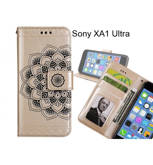 Sony XA1 Ultra Case mandala embossed leather wallet case 3 cards