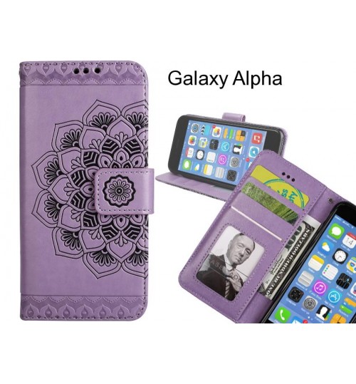 Galaxy Alpha Case mandala embossed leather wallet case 3 cards