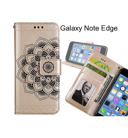 Galaxy Note Edge Case mandala embossed leather wallet case 3 cards