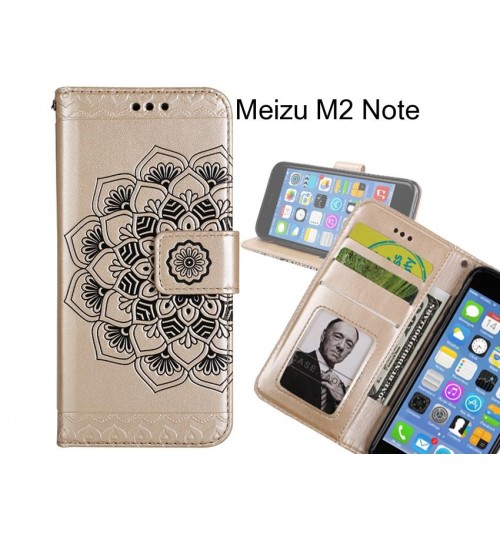 Meizu M2 Note Case mandala embossed leather wallet case 3 cards