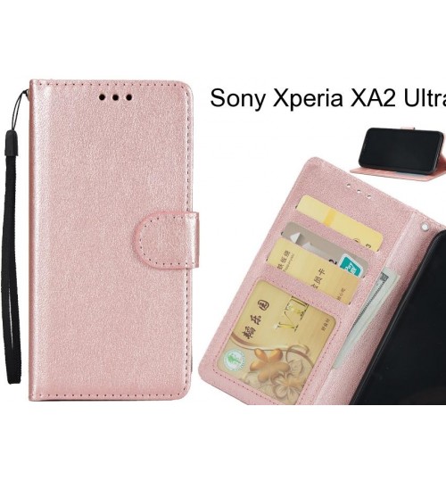 Sony Xperia Xa2 Ultra  Case Silk Texture Leather Wallet Case - Rose Gold