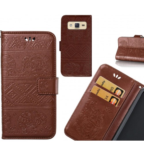 Galaxy J2 case Wallet Leather flip case Embossed Elephant Pattern