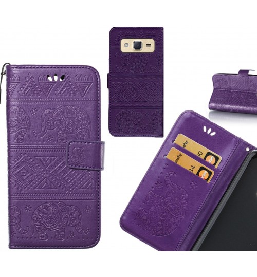 Galaxy J2 case Wallet Leather flip case Embossed Elephant Pattern
