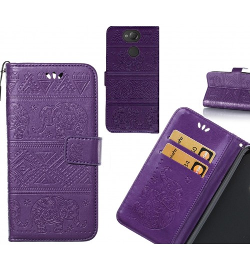 Sony Xperia XA2 case Wallet Leather flip case Embossed Elephant Pattern