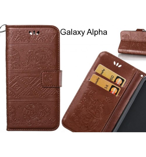 Galaxy Alpha case Wallet Leather flip case Embossed Elephant Pattern