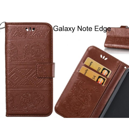 Galaxy Note Edge case Wallet Leather flip case Embossed Elephant Pattern