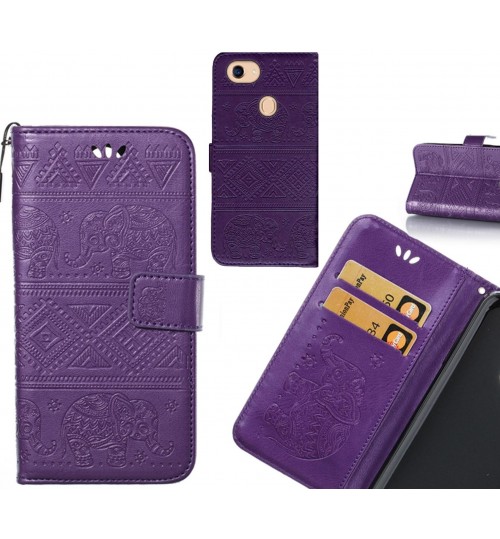 Oppo A75 case Wallet Leather flip case Embossed Elephant Pattern