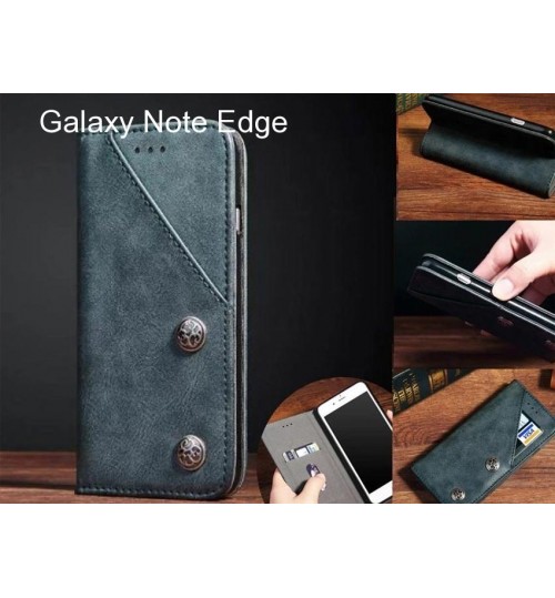 Galaxy Note Edge Case ultra slim retro leather wallet case 2 cards magnet
