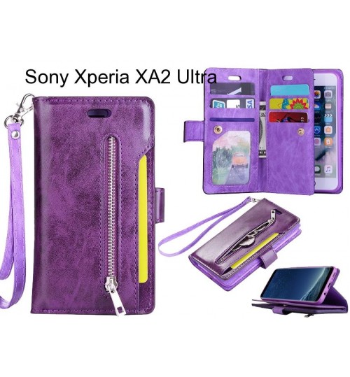Sony Xperia XA2 Ultra case 10 cards slots wallet leather case with zip