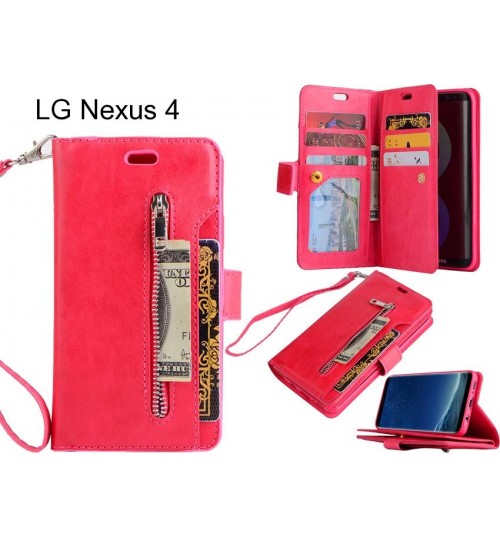 LG Nexus 4 case 10 cards slots wallet leather case with zip