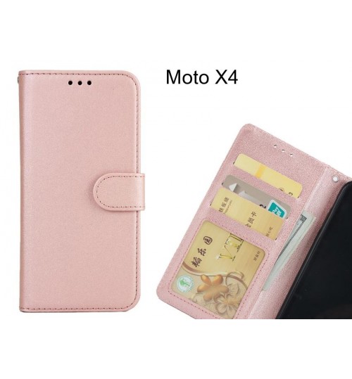 Moto X4  Case Magnetic Flip Leather Wallet Case - Rose Gold