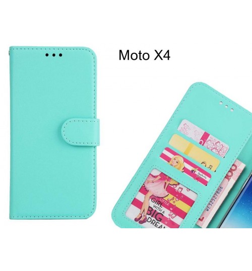 Moto X4  Case Magnetic Flip Leather Wallet Case - Green