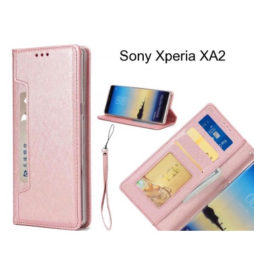 Sony Xperia XA2 case Silk Texture Leather Wallet case 4 cards 1 ID magnet