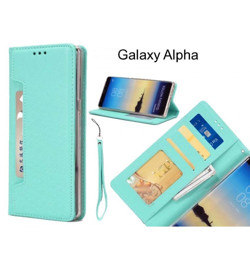Galaxy Alpha Case Silk Texture Leather Wallet Case 4 Cards 1 Id Magnet - Green