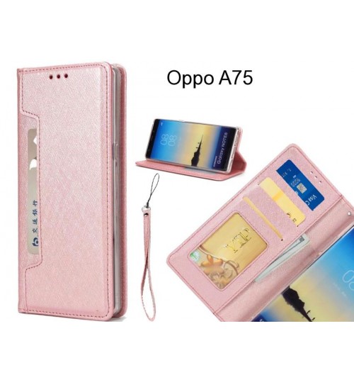 Oppo A75 case Silk Texture Leather Wallet case 4 cards 1 ID magnet