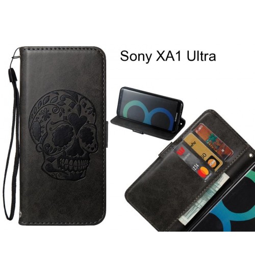 Sony XA1 Ultra case skull vintage leather wallet case