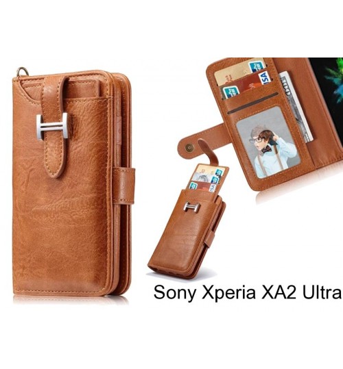 Sony Xperia Xa2 Ultra Case Retro Leather Case Multi Cards Cash Pocket - Brown