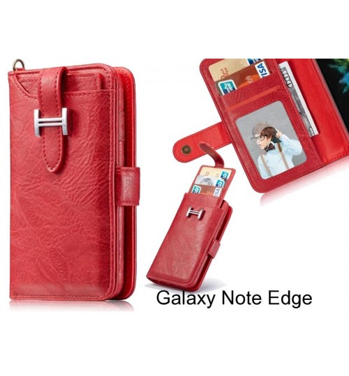 Galaxy Note Edge Case Retro Leather Case Multi Cards Cash Pocket - Red