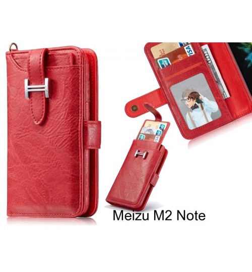 Meizu M2 Note Case Retro Leather Case Multi Cards Cash Pocket - Red