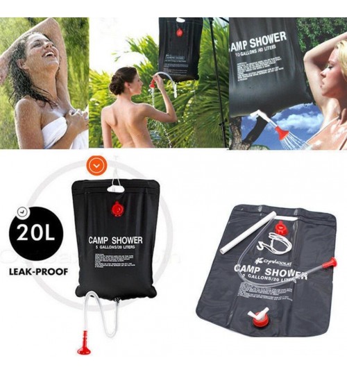 20L Outdoor Camping Hiking Solar Energy Heated Camp Shower Bag