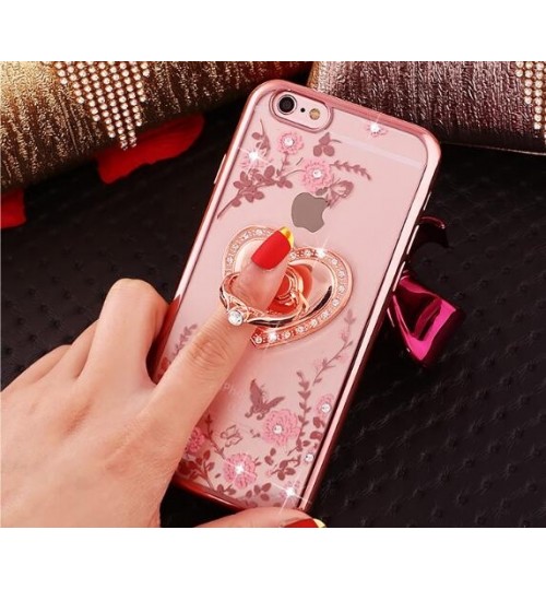 Galaxy S9 PLUS case  soft gel tpu luxury bling shiny floral case ring