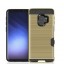 Galaxy S9 case impact proof hybrid  card clip Brushed Metal Texture