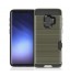 Galaxy S9 PLUS case impact proof hybrid  card clip Brushed Metal Texture