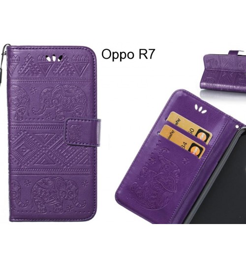 Oppo R7 case Wallet Leather flip case Embossed Elephant Pattern