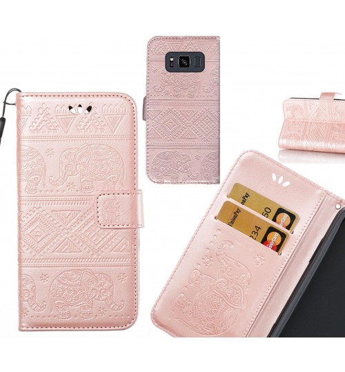 Galaxy S8 Active case Wallet Leather flip case Embossed Elephant Pattern
