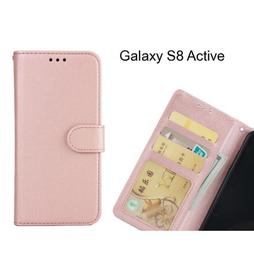 Galaxy S8 Active  Case Magnetic Flip Leather Wallet Case - Rose Gold