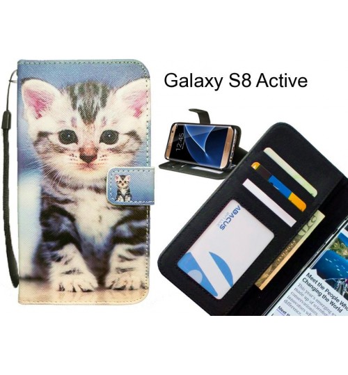 Galaxy S8 Active case 3 card leather wallet case printed ID