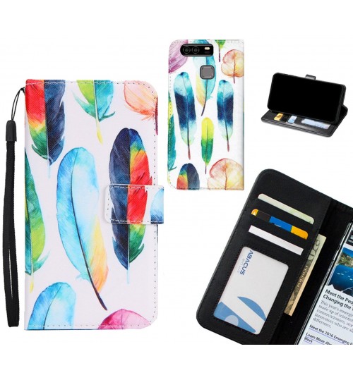 Huawei P9 case 3 card leather wallet case printed ID