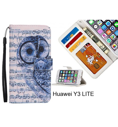 Huawei Y3 LITE case 3 card leather wallet case printed ID