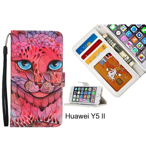 Huawei Y5 II case 3 card leather wallet case printed ID