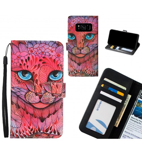 Galaxy S8 case 3 card leather wallet case printed ID