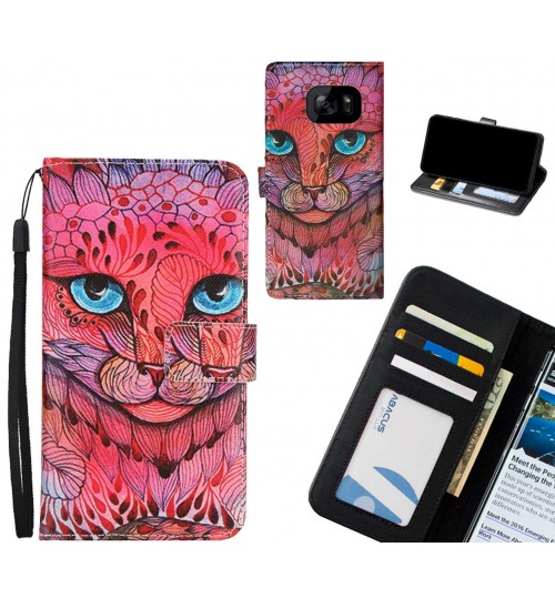 Galaxy S7 edge case 3 card leather wallet case printed ID