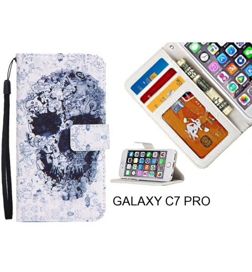 GALAXY C7 PRO case 3 card leather wallet case printed ID