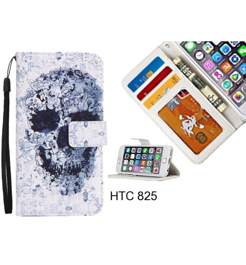 HTC 825 case 3 card leather wallet case printed ID