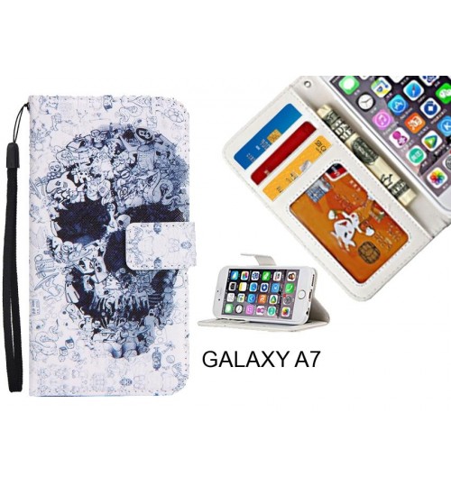 GALAXY A7 case 3 card leather wallet case printed ID