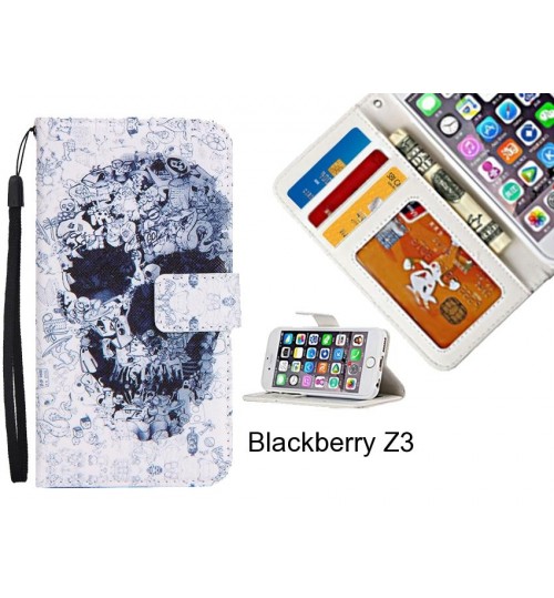 Blackberry Z3 case 3 card leather wallet case printed ID