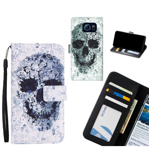 Galaxy S6 case 3 card leather wallet case printed ID